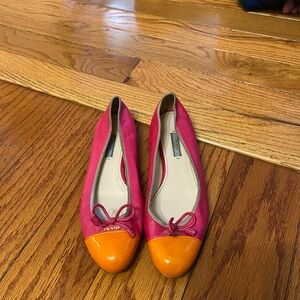 Prada Women's Vibrant Pink and Orange Flats